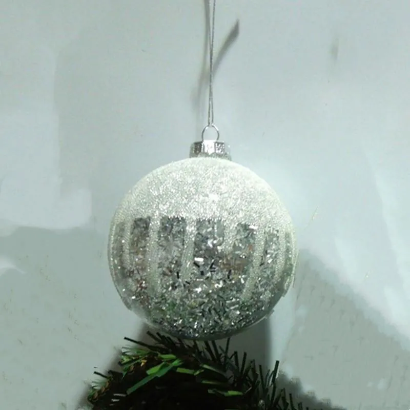 Party Decoration 100pcs/pack Diameter=8cm Small Size Handmade White Beads Glass Ball Christmas Day Tree Hanging Globe Ornament