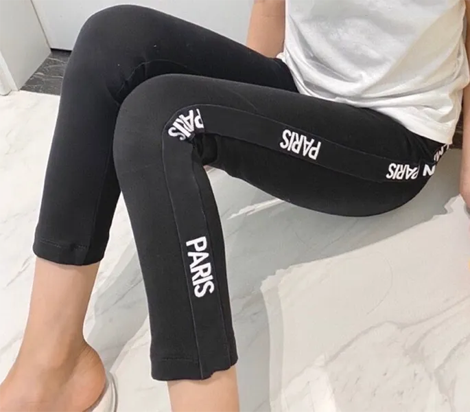 Kids Trousers Breathable Girl Pants Knee-Length Letter Print Fashion Trousers Children Pants