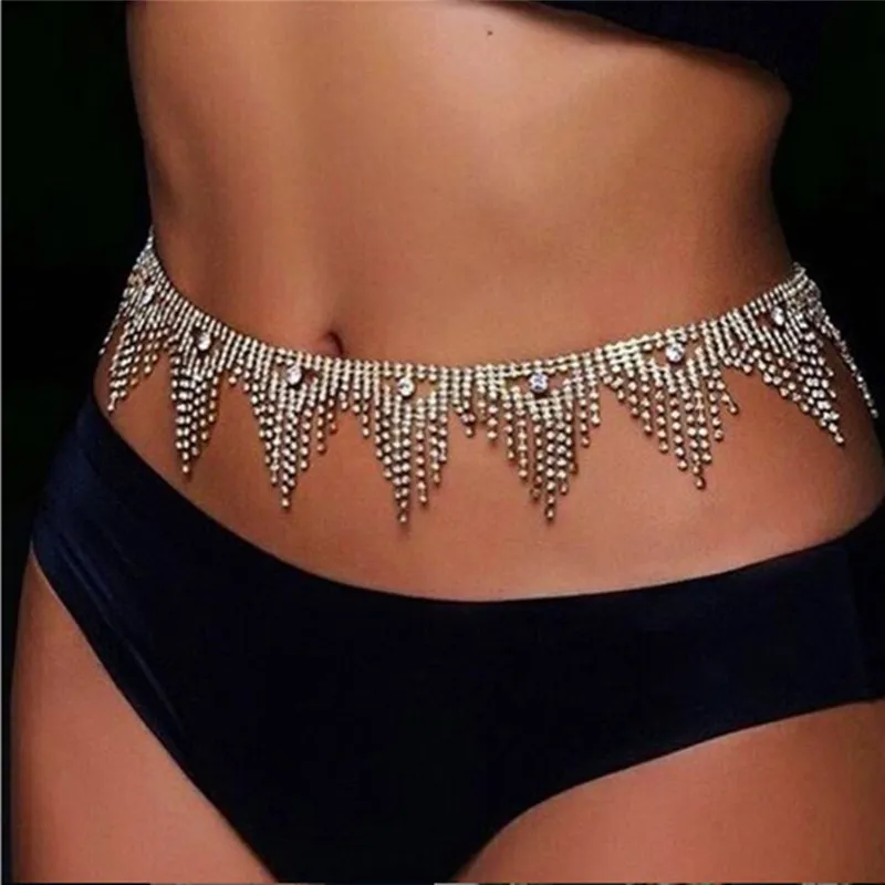 Women Model Super flash sexy tassel waist chain Belly Waist Chain Dancing show Nightclub Body Jewelry Bikini Beach Body Jewelry