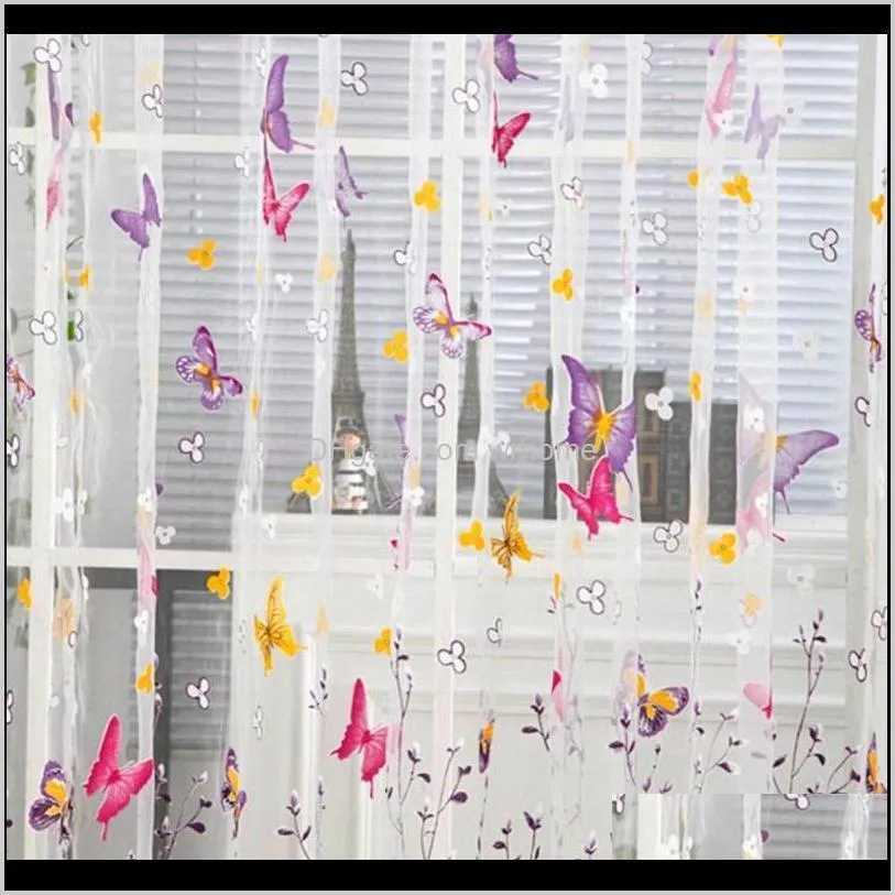 Room Butterfly Voile Tulle Window Curtains Sheer Panel Drapes Curtains1