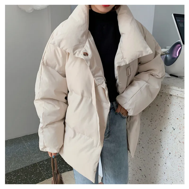 Fashion Ladies Solid Mid-length Winter Warm Down Jacket Ladies Parka Coat Women's Coat Jacket Casual Warm Fashion Button Coat 210422