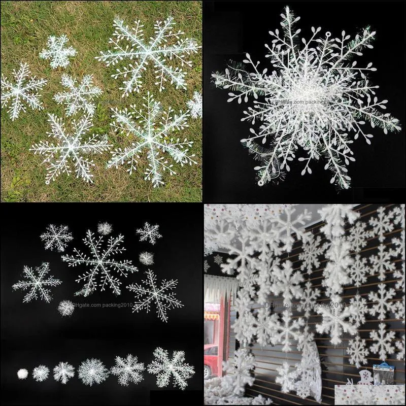 Christmas Decorations Wholesale 30Pcs Snowflake Decoration Plastic Decor Ornaments1