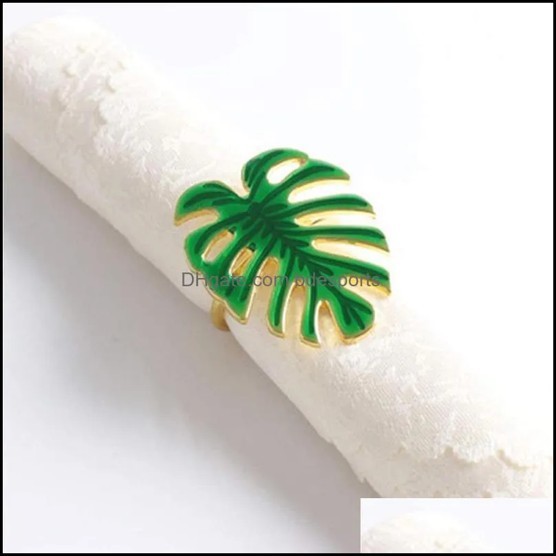 Napkin Rings A Set Of 4 Rings, Green Leaf Holder, Can Be Used For Dinner, Wedding, Family Party Or Daily Use