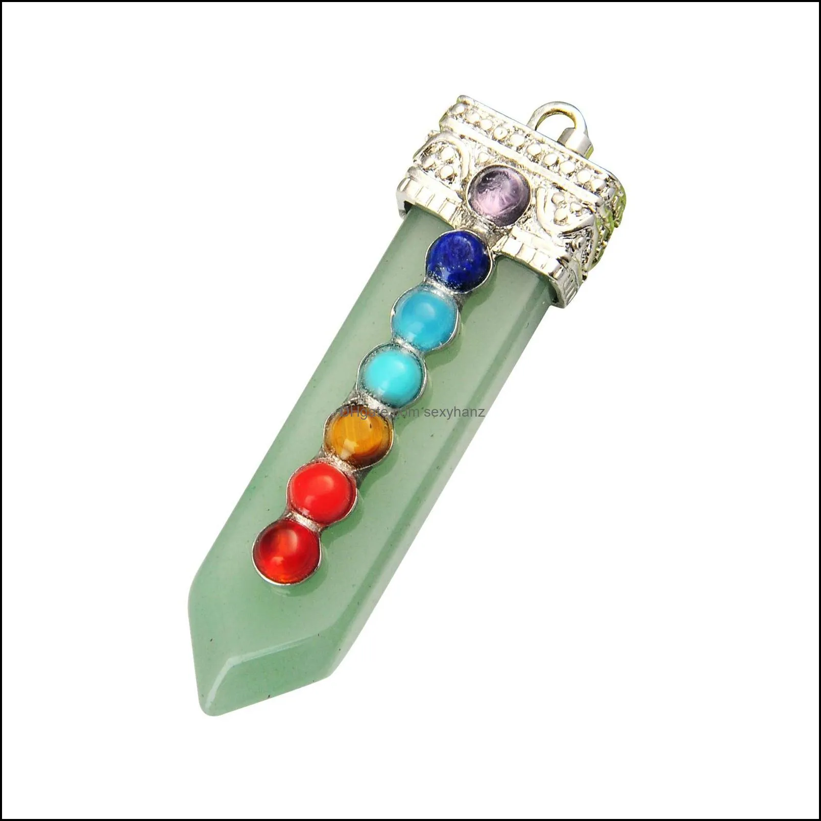 Seven chakras sword-shaped pendants for men and women meaning popular fashion 2019