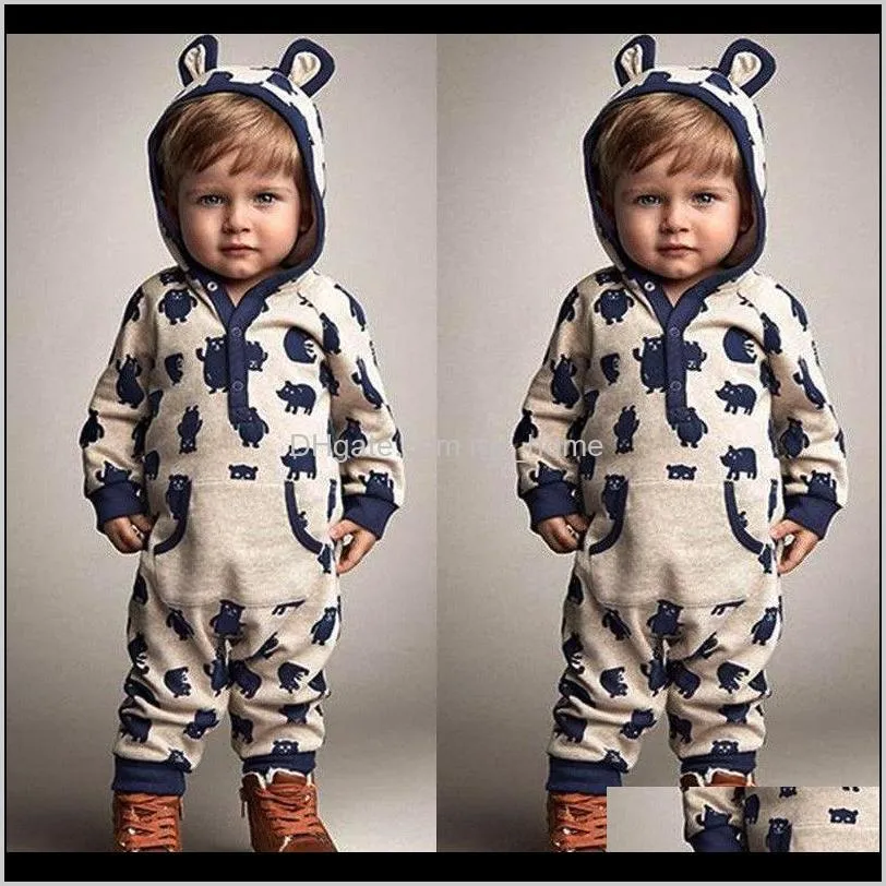 new newborn toddler infant baby girl boys hooded romper jumpsuit playsuit long sleeve clothes cartoon ear warm outfit