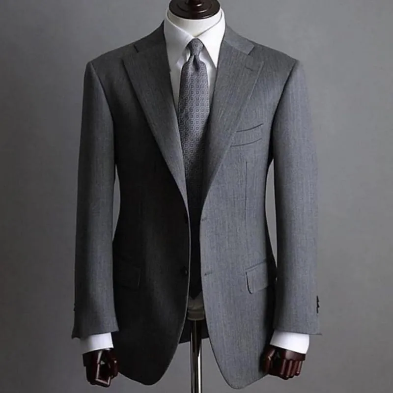 Men's Suits & Blazers Jacket Pants Handsome Chic Business Grey Notch Lapel Slim Fit Tuxedo Wedding Man Suit 2 Piece Formal 242o