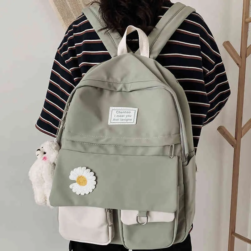 backpack bag Backpack Style Student Ladie Cute Women Flower Female Harajuku School Book Kawaii Nylon Girl Trendy Fashion 220723
