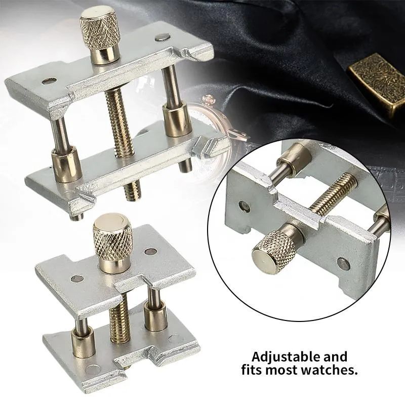 Kit di strumenti di riparazione Set da 2 pezzi Supporto per movimento dell'orologio in metallo Base fissa multifunzione per accessori per orologi con morsetto per orologiaio319r