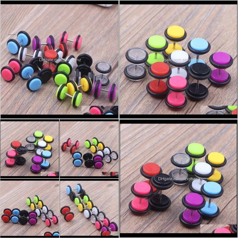 man ear stud screw 100pcs 9 color s of cheater faux fake ear plugs gauges tapers 16g earrings body jewelry