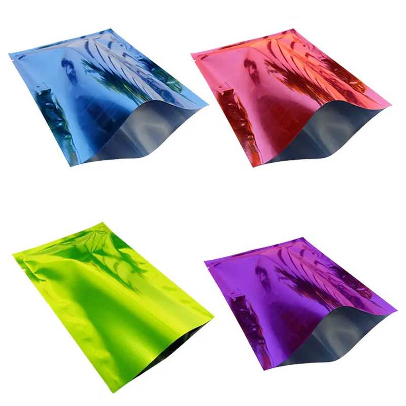 2000 Pcs/Lot brillant feuille d'aluminium ouvert haut vide poche thermoscellage alimentaire vide sac mat couleur Mylar feuille emballage échantillon sacs