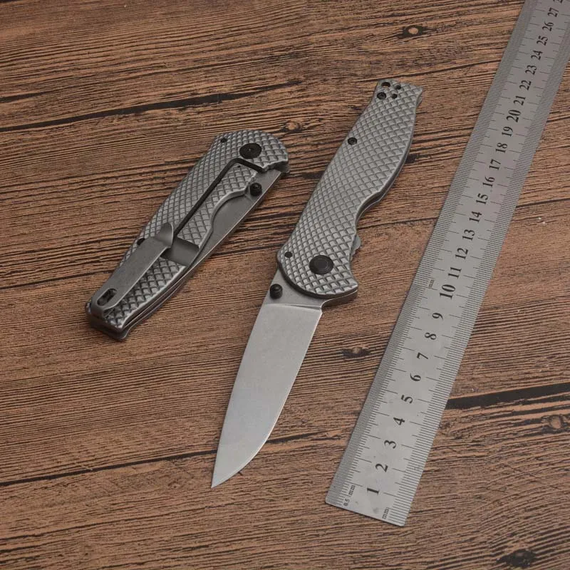 1Pcs 2021 Outdoor Survival Fold Knife D2 Stone Wash Drop Point Blade 6061-T6 Handle EDC Pocket Folding Knives Tool