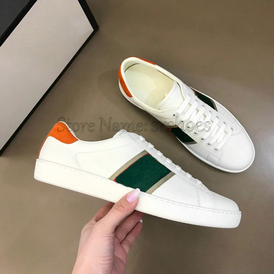 ACE Designer Luxurys buty haftowane platformy Retro tenisówki zielone i czerwone Web męskie buty włochy marka białe skórzane trampki gumowa podeszwa