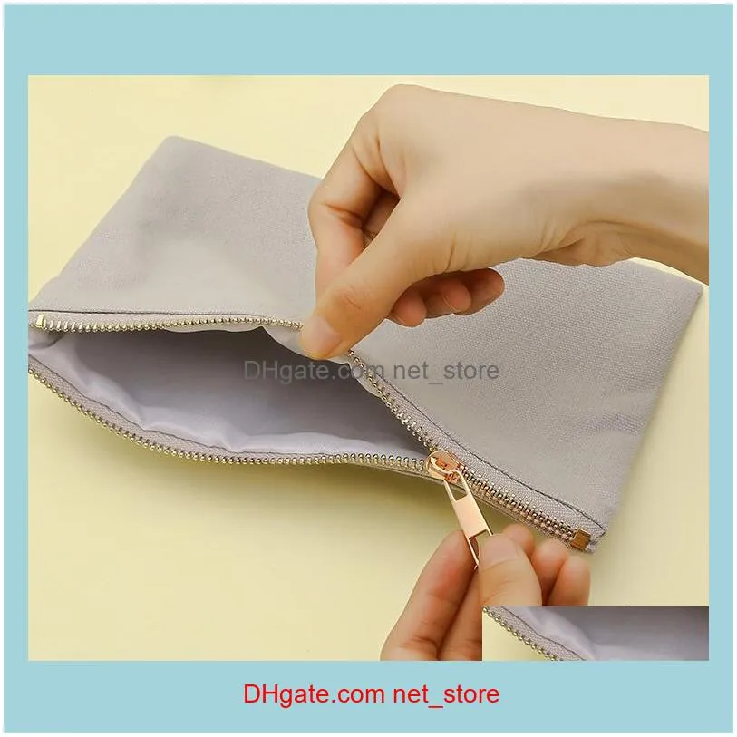 DHL50pcs 12oz cotton canvas cosmetic bag with gold metal zipper blank makeup bags size=22*15cm