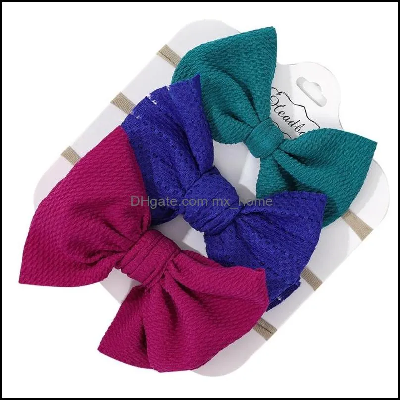 Hair Accessories 3 Pcs/Set Solid Color Baby Elastic Band Turban Princess Bowknot Headband Soft Nylon Headwear For Born Infants Girls