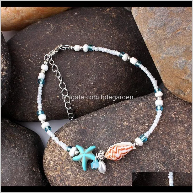 handmade beads sandal anklet bracelet foot jewelry shell starfish anklets for women ps0967