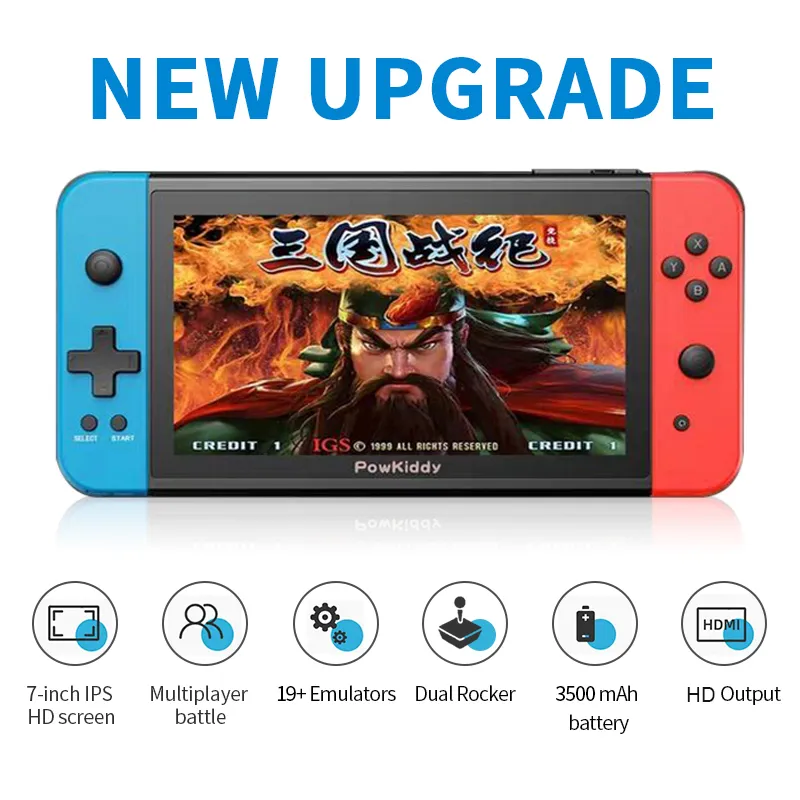 X2 Handheld Game Console 7 cali IPS Screen HD Output Retro Video Game Console Wbudowany 11 Emulatorów 2500+ Gry Prezent dla dzieci