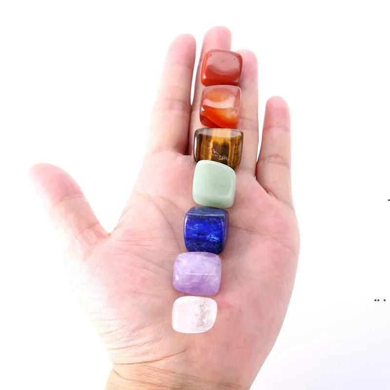 new Natural Crystal Chakra Stone 7pcs Set Natural Stones Palm Reiki Healing Crystals Gemstones energy EWB7721