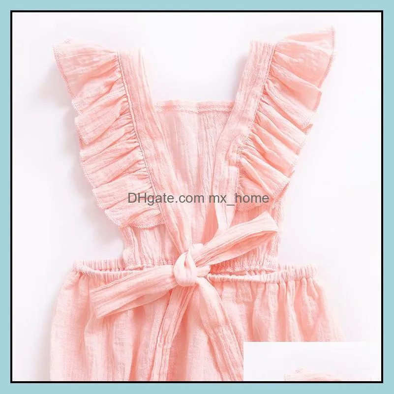 kids Rompers girls Solid colors romper infant ruffle sleeve Jumpsuits summer fashion Boutique baby Climbing clothes Z0319