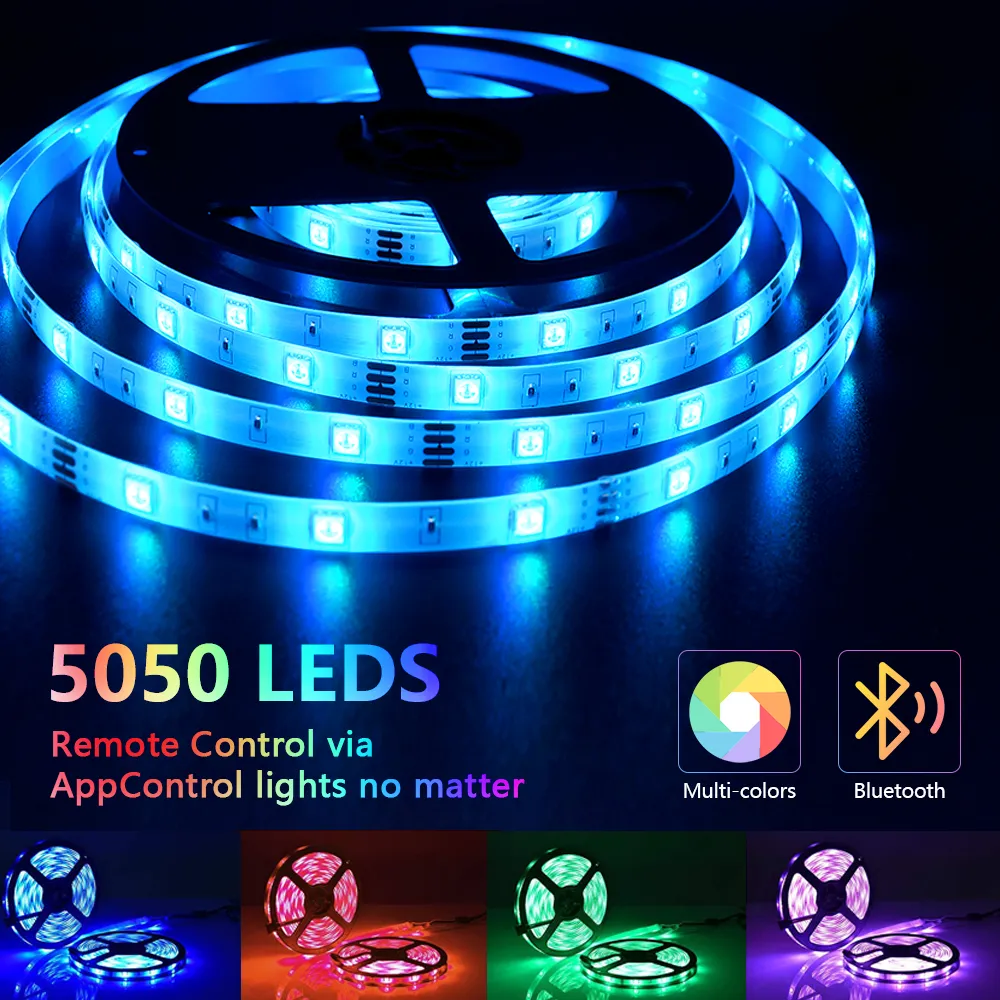 50FT/15M LED Strip Light, Smart RGB 5050 SMD Led Light Strip Music Sync  300LEDs Color Changing Light Strips Bluetooth APP Control with 44-Key  Remote