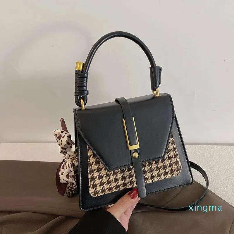 Aftonväskor Vintage Märke Design Houndstooth Handbag Purses Kvinnor Axel CrossBody 2022 Dam Messenger Hög kvalitet