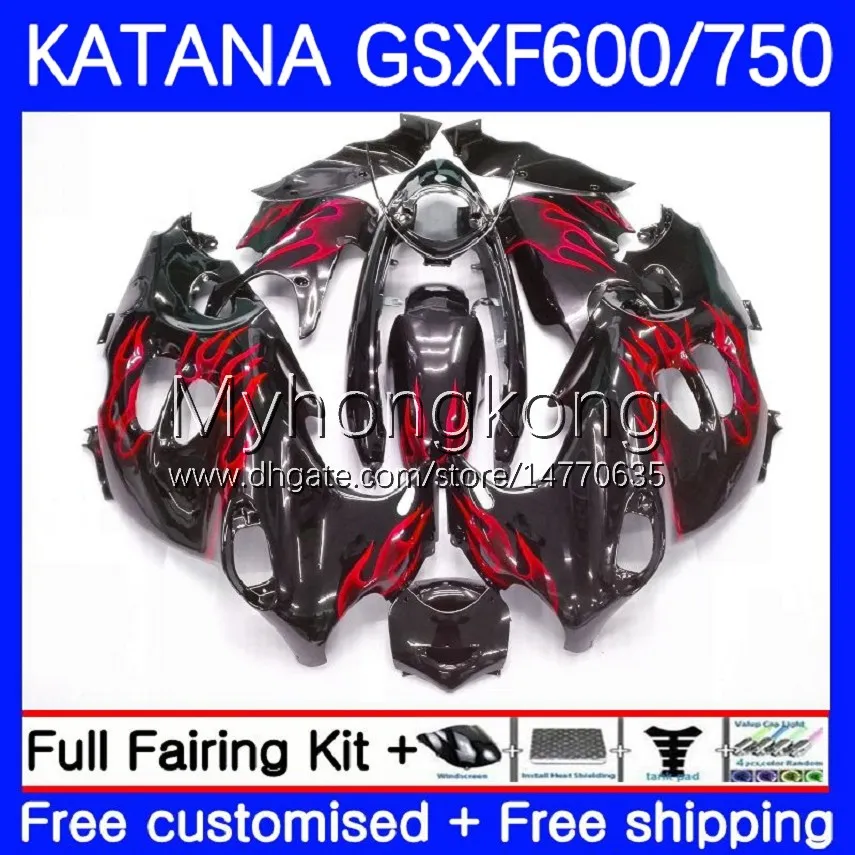 Kropp för Suzuki Katana GSXF750 GSXF600 GSXF 600 750 Röda flammor CC 03-07 18No.24 600cc 750cc GSX600F 2003 2004 2005 2006 2007 GSXF-600 GSX750F 03 04 05 06 07 OEM FAIRING