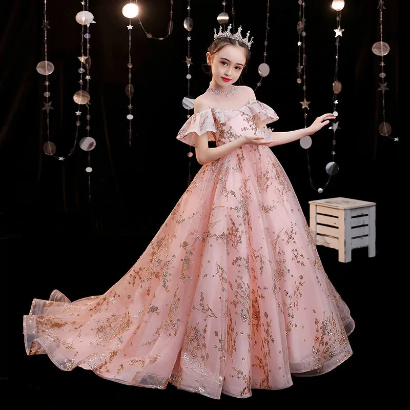 Princess Girls Lace Applique Ball Gown Dress with Hi-Lo Hemline and Sweep  Train for Weddings from Dhgate Flower Girls' Dresses - price 181.8