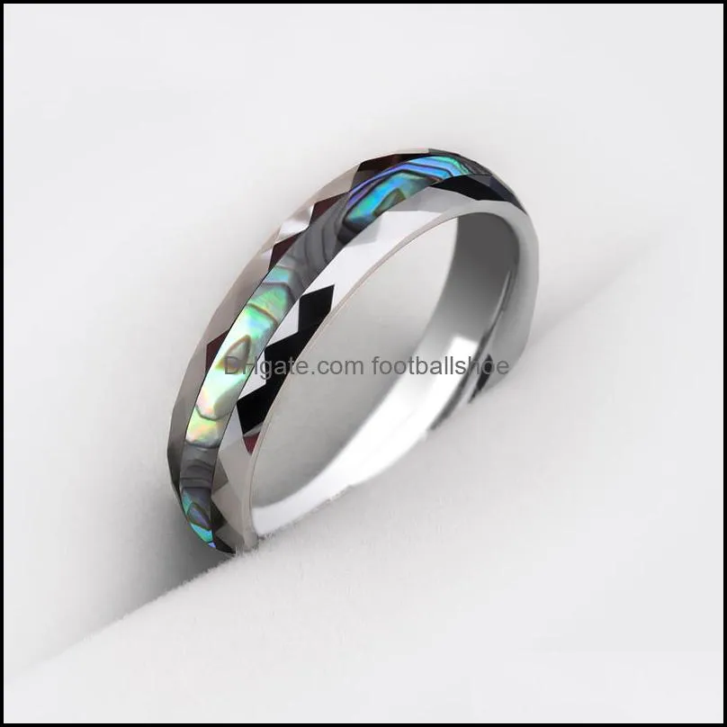 1pcs Romantic Wedding Ring for Lovers/Couples Tungsten Carbide Inlay Colorful Deep Sea Shell Comfort Fit 4mm/5mm Width Size 5-12 Y1128