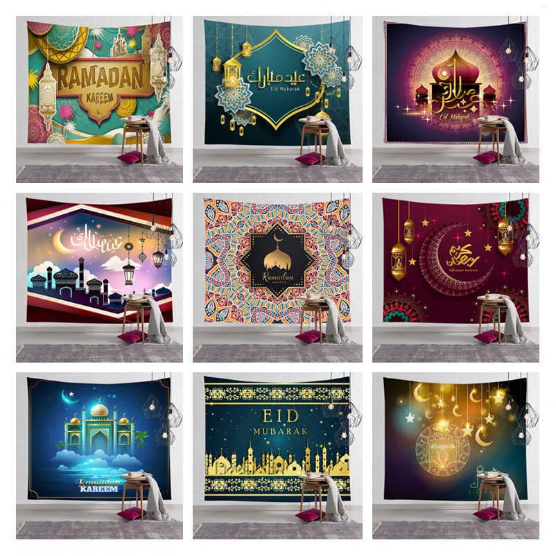 Festival du Ramadan musulman tapisserie tissu maison peinture murale tapisserie festive peinture Cycle doux Amadan Eid décoration festive 210609