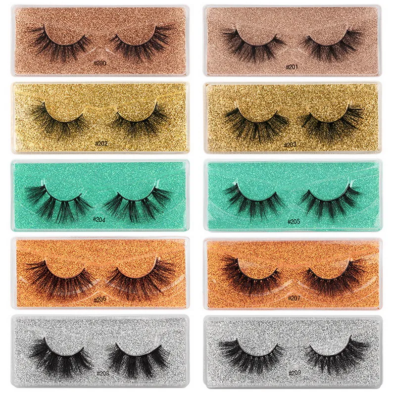 Thick and Exaggerated False Eyelash 3D Imitation Mink Hair #200 Individual Box Color Bottom Card Coloris Wholesale Makeup Fake Lashes
