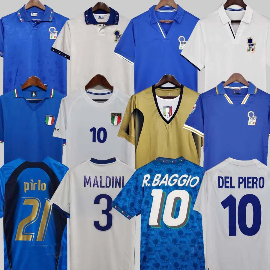 1982 Italys Retro Soccer Jersey 1990 1996 1996 1998 2000 Home Football 1994 Maldini Baggio Donadoi Schillaci Totti del Piero 2006 Pirlo Inzaghi Buffon