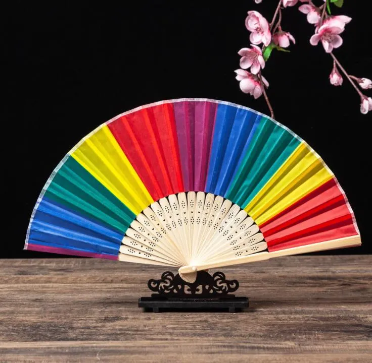 Personalized Folding Hand Fans, Colorful Rainbow Style Hand Fan ...
