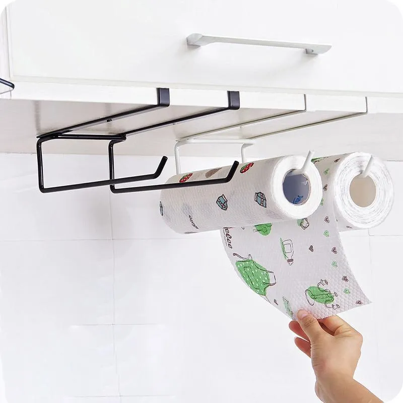 Haczyki Rails Paint Paint Kitchen Paper Holder Rack Darmowe uderzenie nie jest łatwe do rdzy do zapasów i odzieży szafy