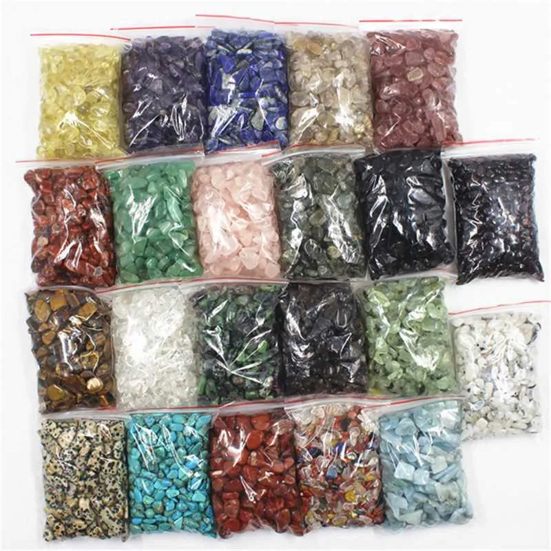 Partihandel 100g Bulk Quartz Kristaller Material Mixed Tumbled Stones Healing För Garden Dekoration Dekorativa Objekt Figurines