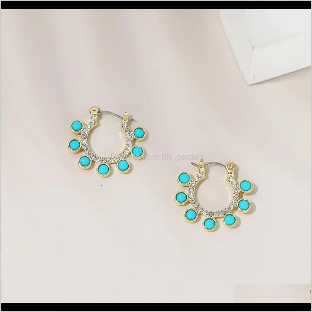 turquoise micro inlaid earrings necklace bracelet three piece set