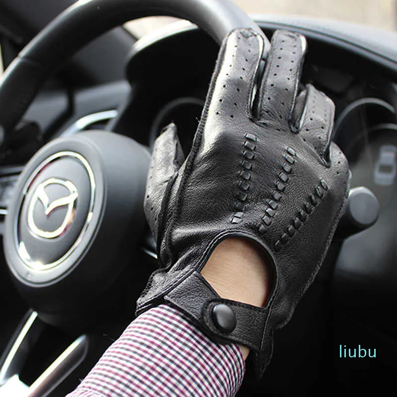 Motorcycle Riding Deerskin Gloves Men's Single-Layer Thin Fashion Hollow New Spring and Autumn Car Driving Driver Leather Gloves