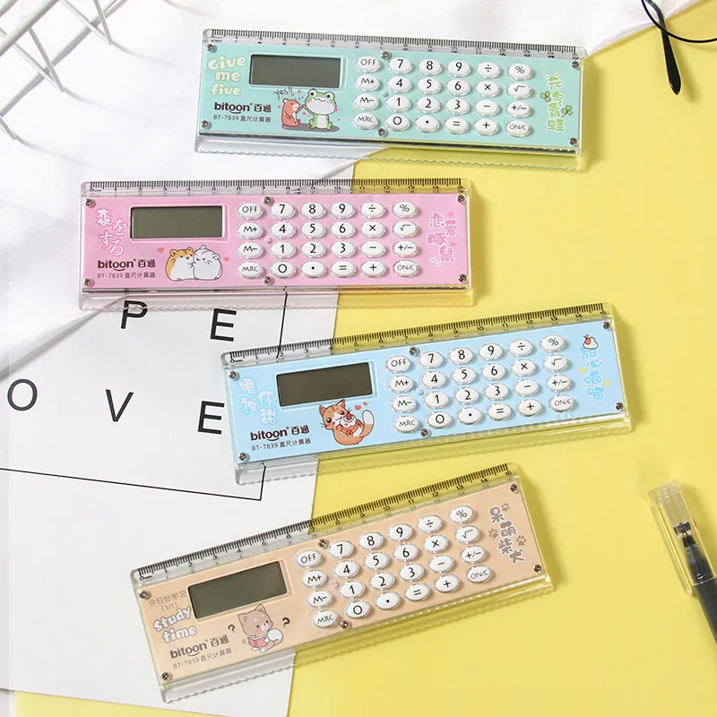 Straightedge calculator cartoon student supplies learning stationery ruler mini electronic gift calculators