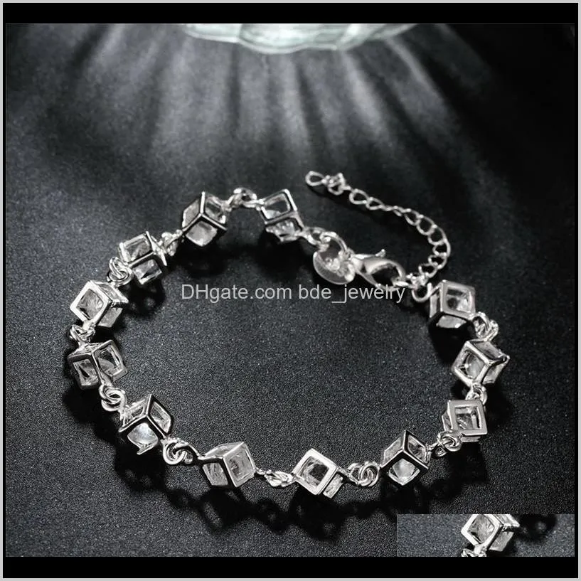 fashion jewelry 925 silver crystal charm bracelet women top quality christmas gift 10pcs / lot