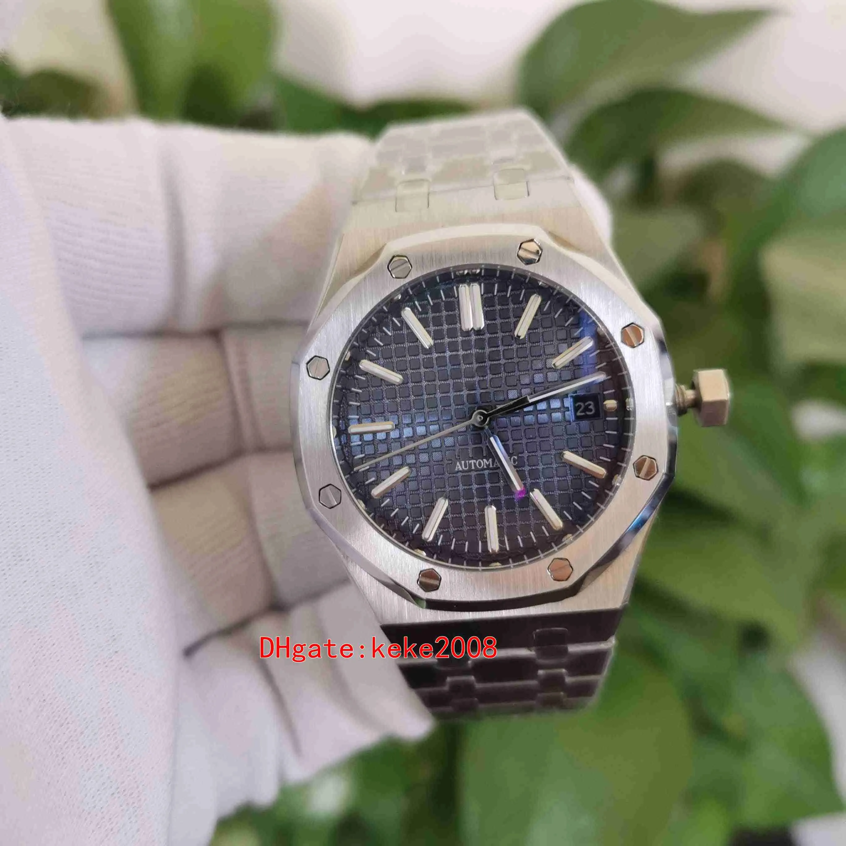Stainless Steel Automatic Watch 37mm Blue Black Dial Luminescent Sapphire Glass Unisex Wristwatch
