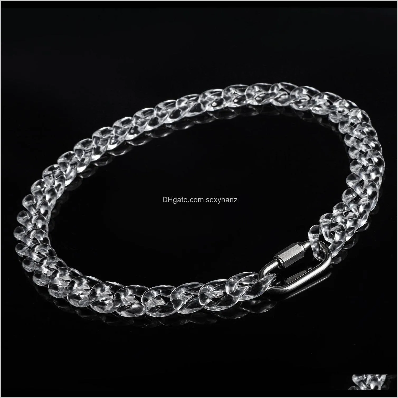 characteristic design transparent acrylic cuban link chain hip hop men`s new necklace for party and club