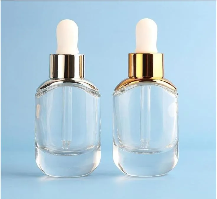 Fashion glass dropper bottle 30ml clear  oil cosmetic container packaging 1oz, serum glass-bottle droppers SN3267