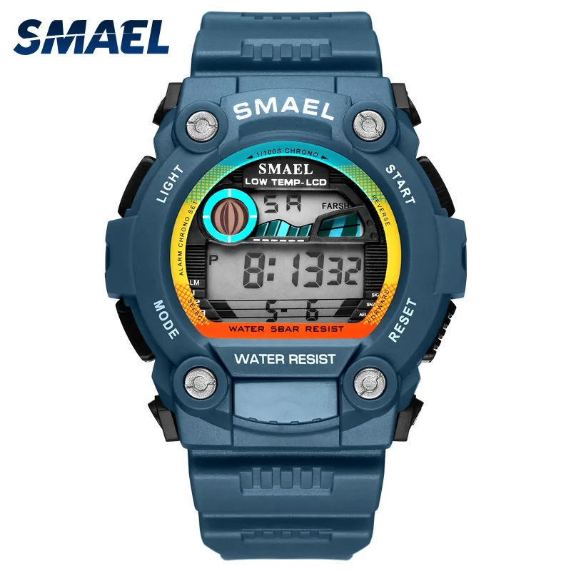 Smael Automatic Sport Men's Watch Top Brand Luxury 50m Vattentät Digital Armbandsur för Man 1423led Män Casual Digital Watch X0524