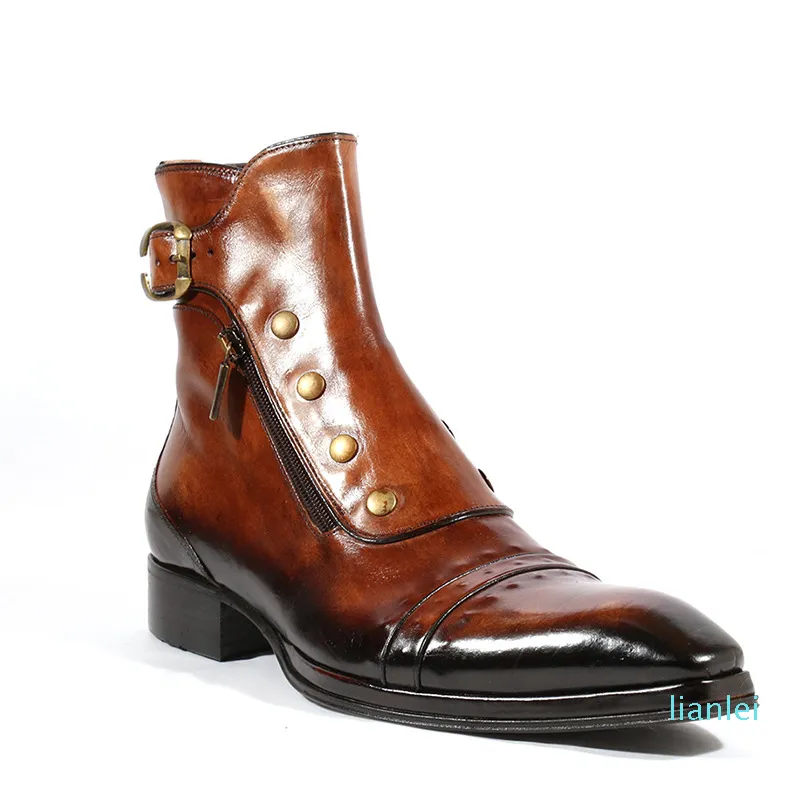 Erkekler Ayak Bileği Çizmeler Iş Elbise Ayakkabı Erkek Adam Sıcak Ayakkabı Erkek Kış Sonbahar Gladyatör Patik Sapato Feminino Chaussure D368