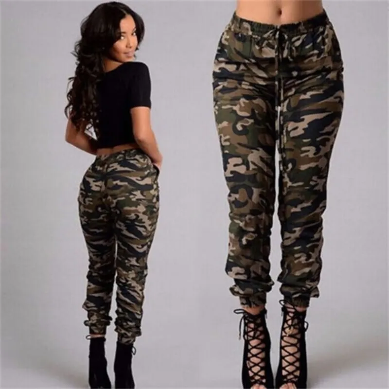 2020 nueva moda de talla grande S-5XL para mujer camuflaje ejército ajustado ajuste elástico Jeans Jeggings pantalones Streetwear Q0801