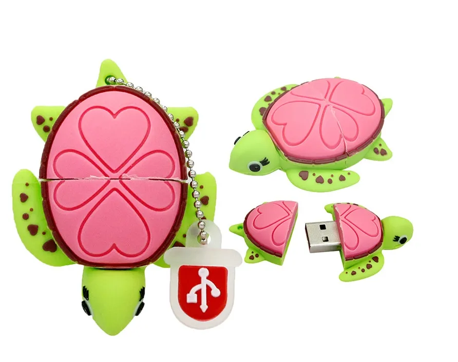 Karikatür Hayvan Kaplumbağa Bellek Disk Depolama Kalem Sürücü Kişiselleştirilmiş Çubuk 5 Stilleri Kaplumbağa USB Flash Pendrive 4 GB 8GB 16 GB