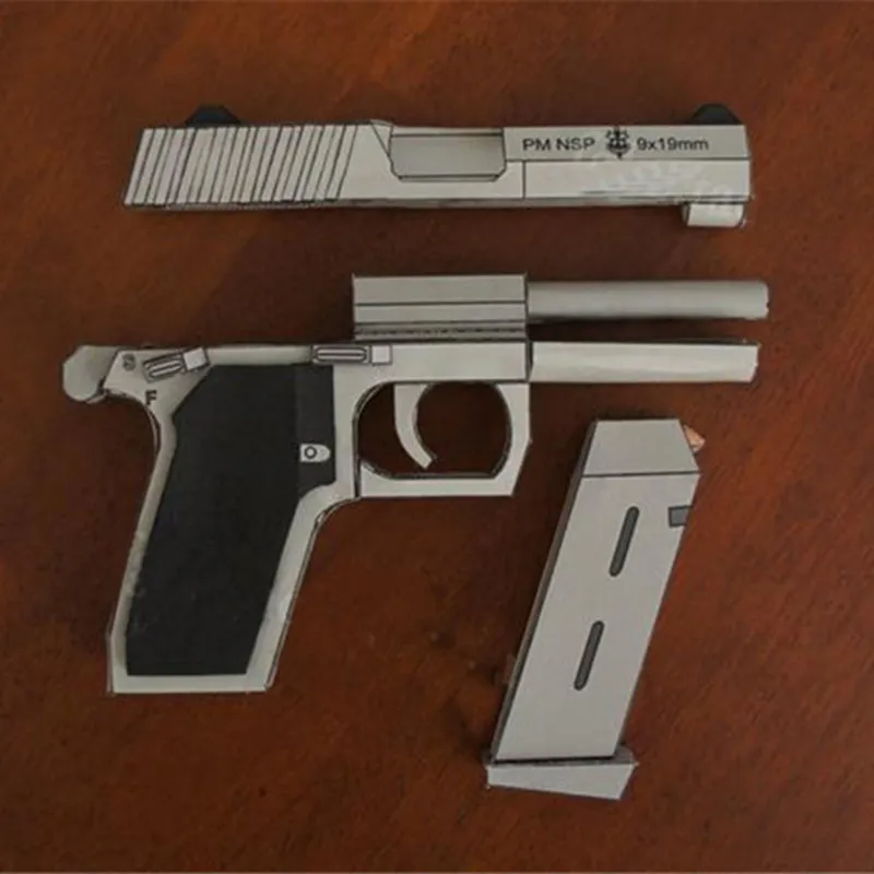 1: 1 Skala NSP Pistolet DIY 3D Handmade Papier Papier Model Zabawki Puzzle Dekoracja Montaż Dla Dzieci Dorośli Wojskowy Fan Prezent