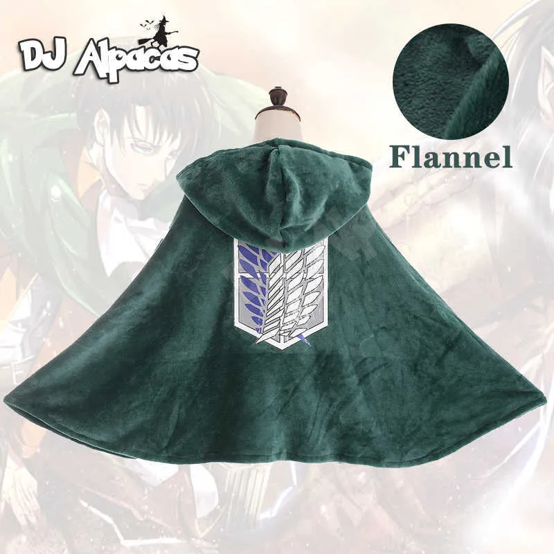 Attack på titan filt kappa shingeki ingen kyojin undersökning corps cover cosplay cape flannel cosplay hoodie y0903