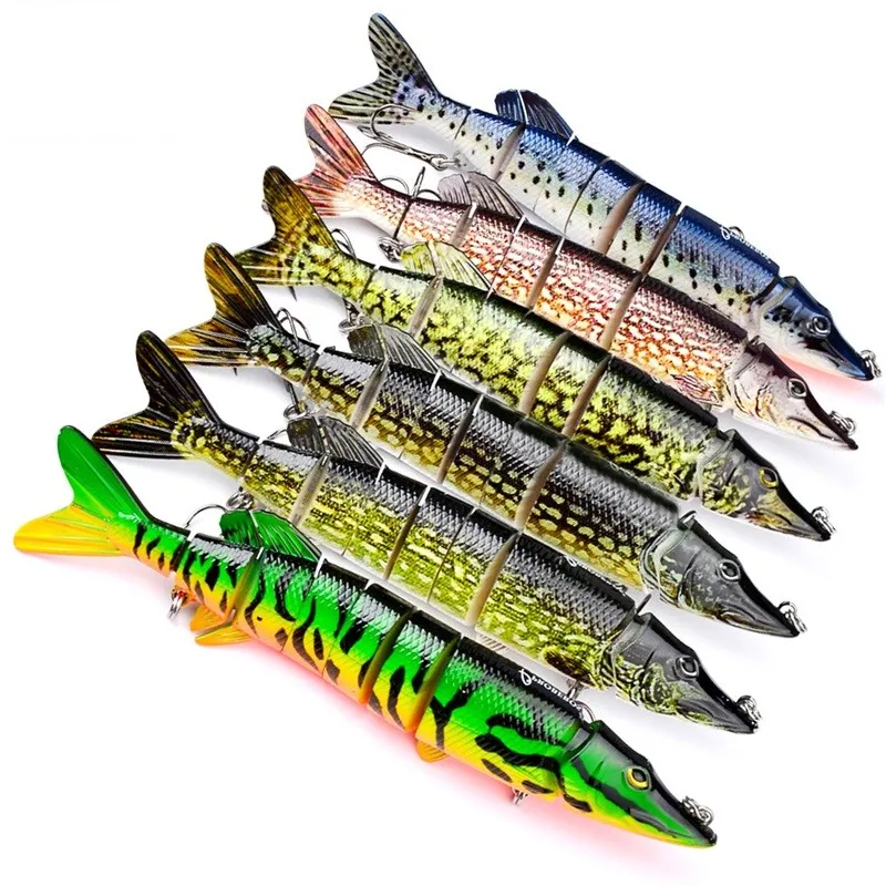 1pcs Large Size 6 Color Newest Multi Jointed Bass Plastic Fishing Lures Swimbait Sink Hooks Tackle 20.7cm 66g 244 B3