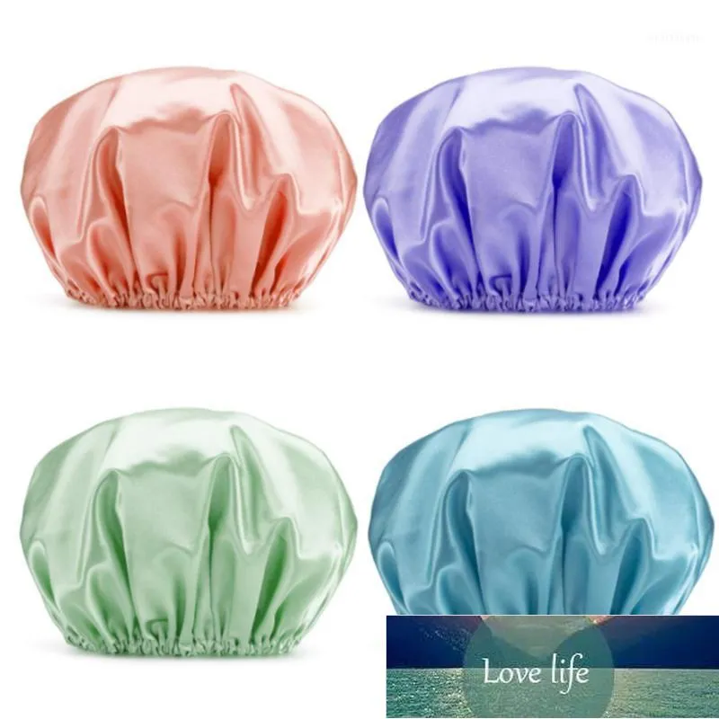 Bonnets de douche (6 couleurs) Bonnet réutilisable Double couche Protection capillaire imperméable EVA1