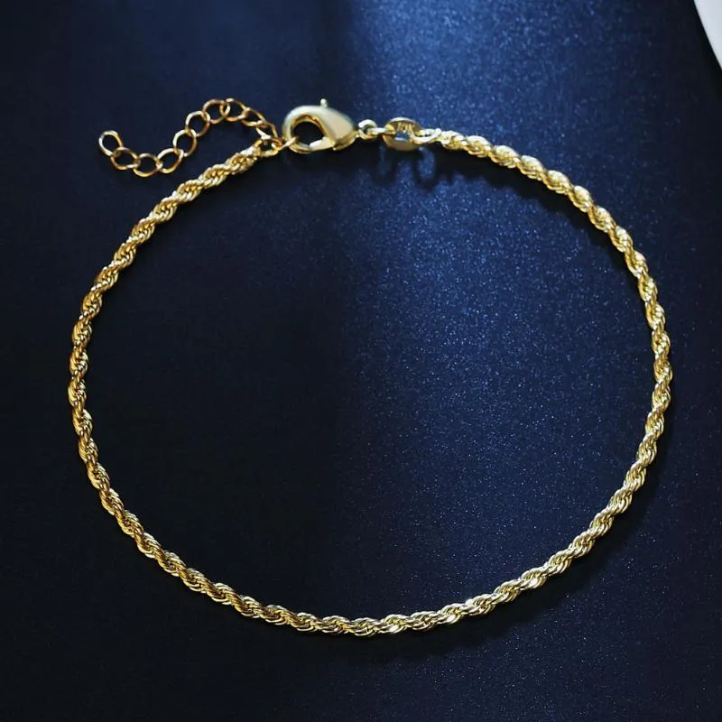 Cavigliere Bracciale da donna classico con catena a torsione sottile color argento/oro 2 mm di larghezza Regalo per gioielli alla caviglia