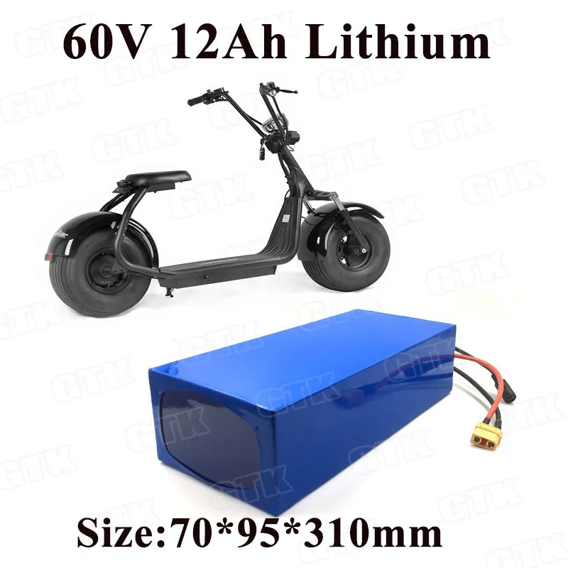 60 V 12AH Lityum İyon Pil Paketi ile Elektrikli Scooter Citycoco Scooter Kaykay + 3A Şarj Için BMS